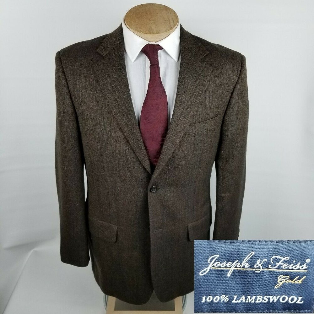 Joseph Feiss Gold Mens Sport Coat 42R Lambswool